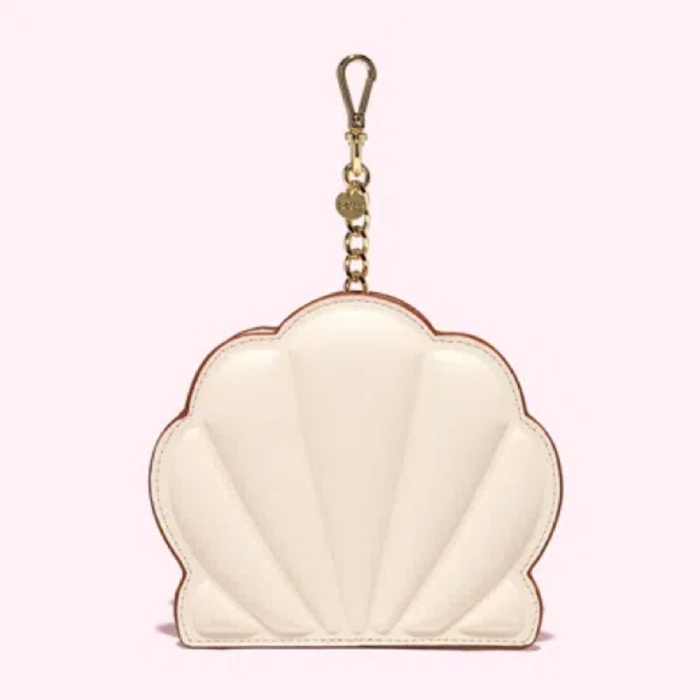 Stoney Clover Lane Cream Shell Coin Purse with Gold Chain